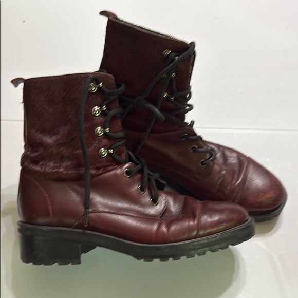 Massimo Dutti Maroon Laced faux fur Boots size 39 - Picture 1 of 7
